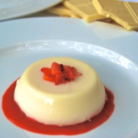 White Chocolate Panna Cotta with Strawberry Coulis